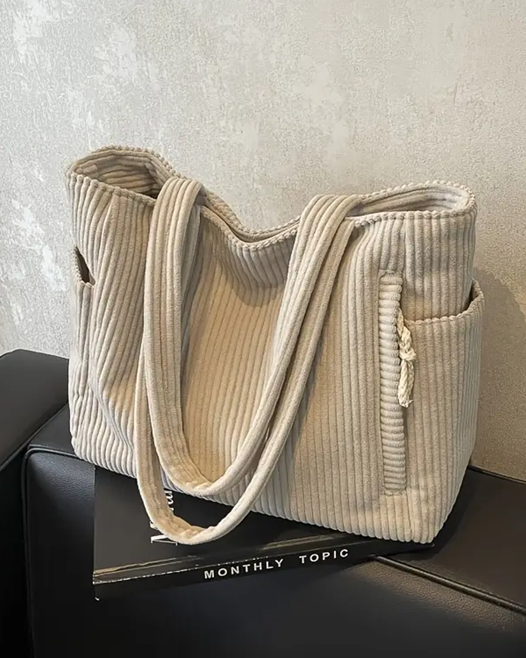 Tilda – Ribbet shopper med snordetaljer