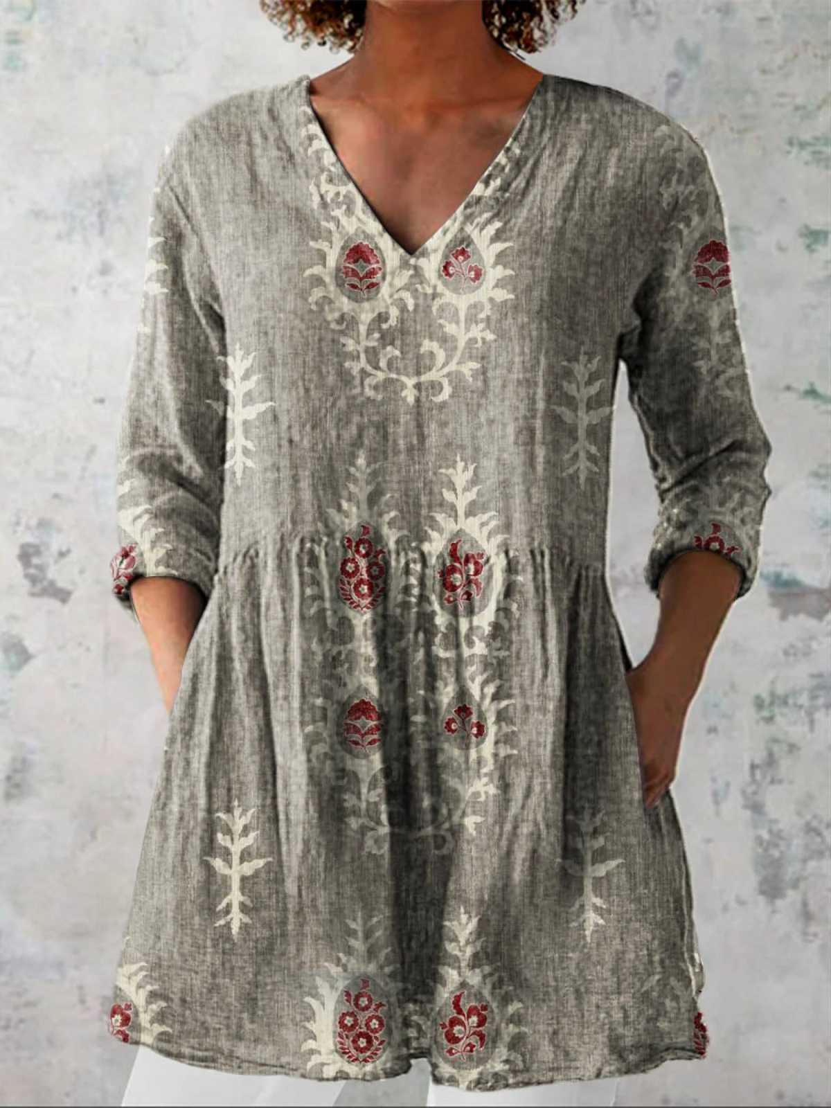 Mia | Lang V-hals bluse