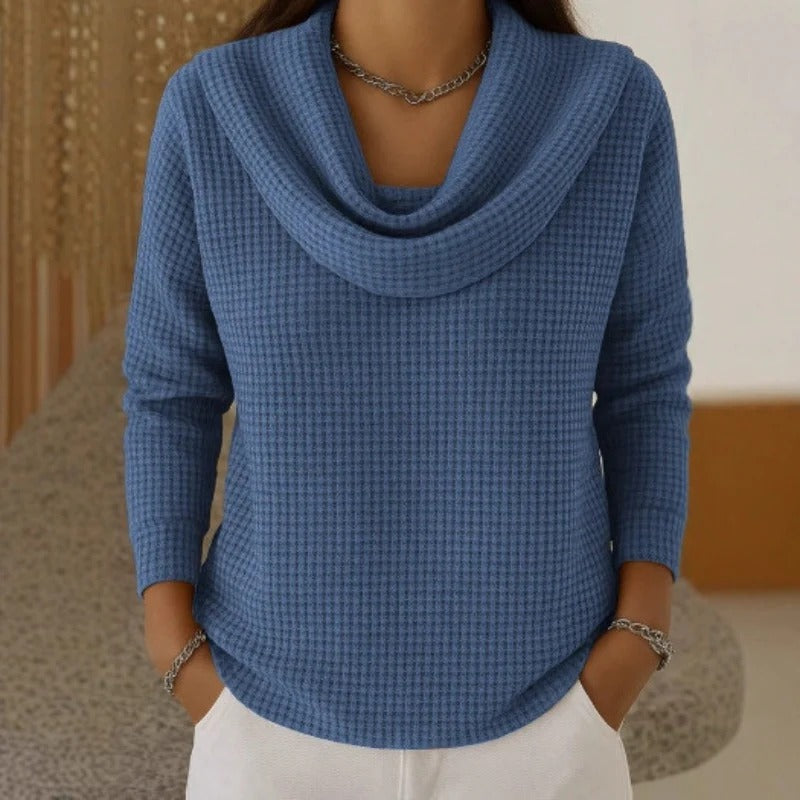 Amber™ Stilfuld Dame Strik med Vandfaldskrage
