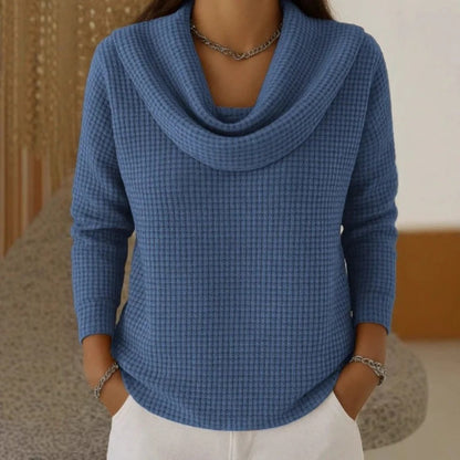 Amber™ Stilfuld Dame Strik med Vandfaldskrage