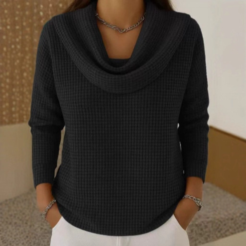 Amber™ Stilfuld Dame Strik med Vandfaldskrage