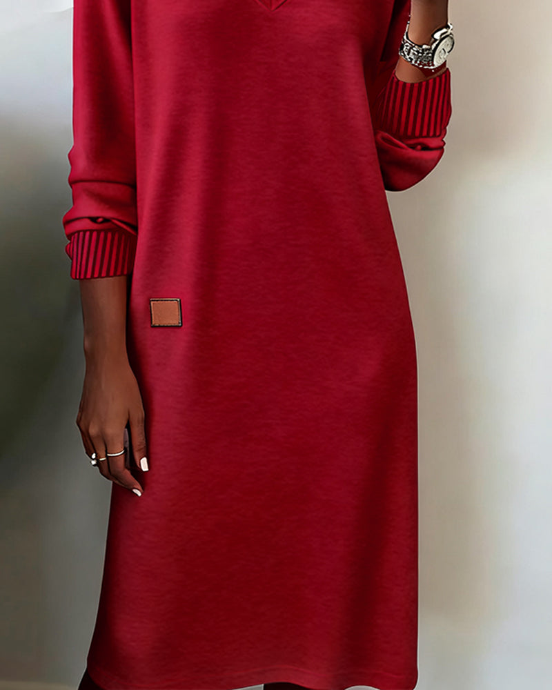 Elegant V-hals sweaterkjole